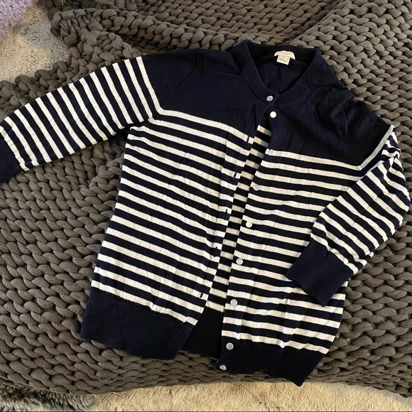 J. Crew Sweaters - J Crew Clare Cardigan - Navy stripe
